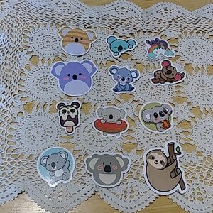Cute Koala, Panda, Sloth stickers for crafts, lockers, skateboards, etc.